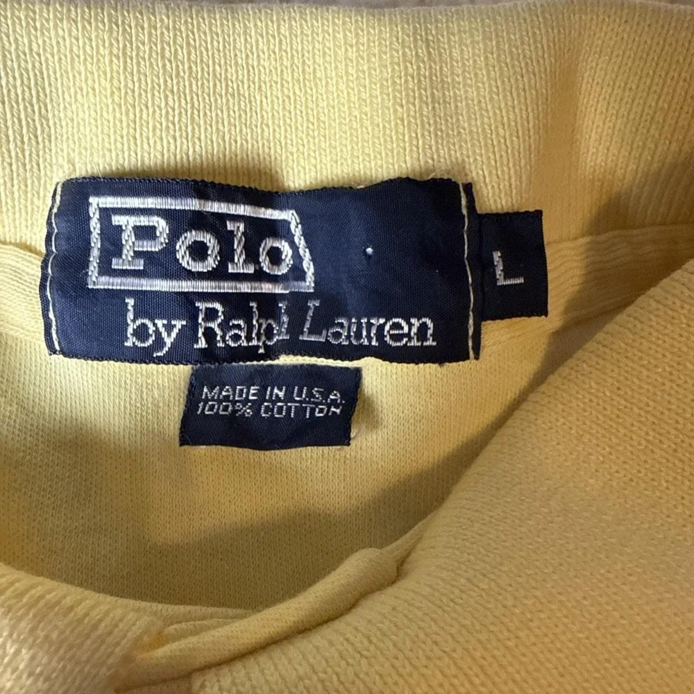 Vintage Polo Ralph Lauren Polo Shirt Mens Large Yellow Pastel 80s USA